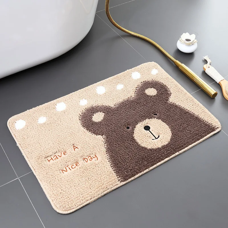 Мультяшный коврик с животными флокирующий для ванной домашний декоративный
