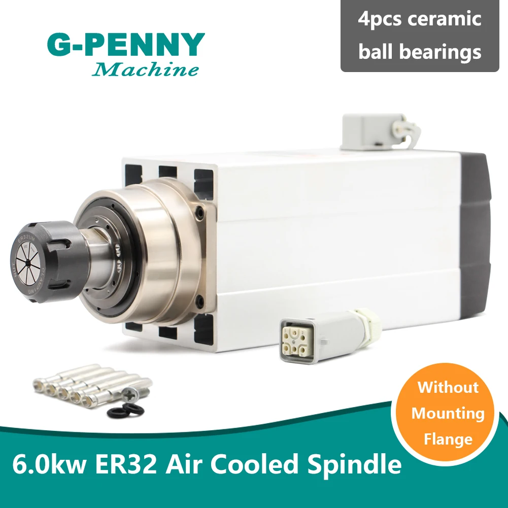 6 кВт Шпиндельный двигатель с воздушным охлаждением без монтажного фланца ER32 300