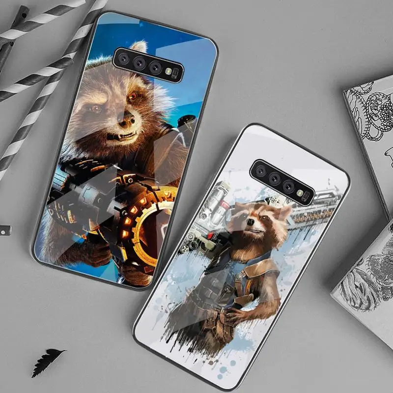 

Rocket raccoon Phone Case Tempered Glass For Samsung S20 Plus S7 S8 S9 S10 Plus Note 8 9 10 Plus