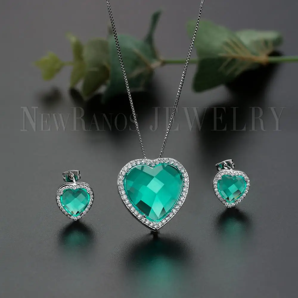 Женский комплект украшений Newranos ожерелье и сережки с подвеской из фианита