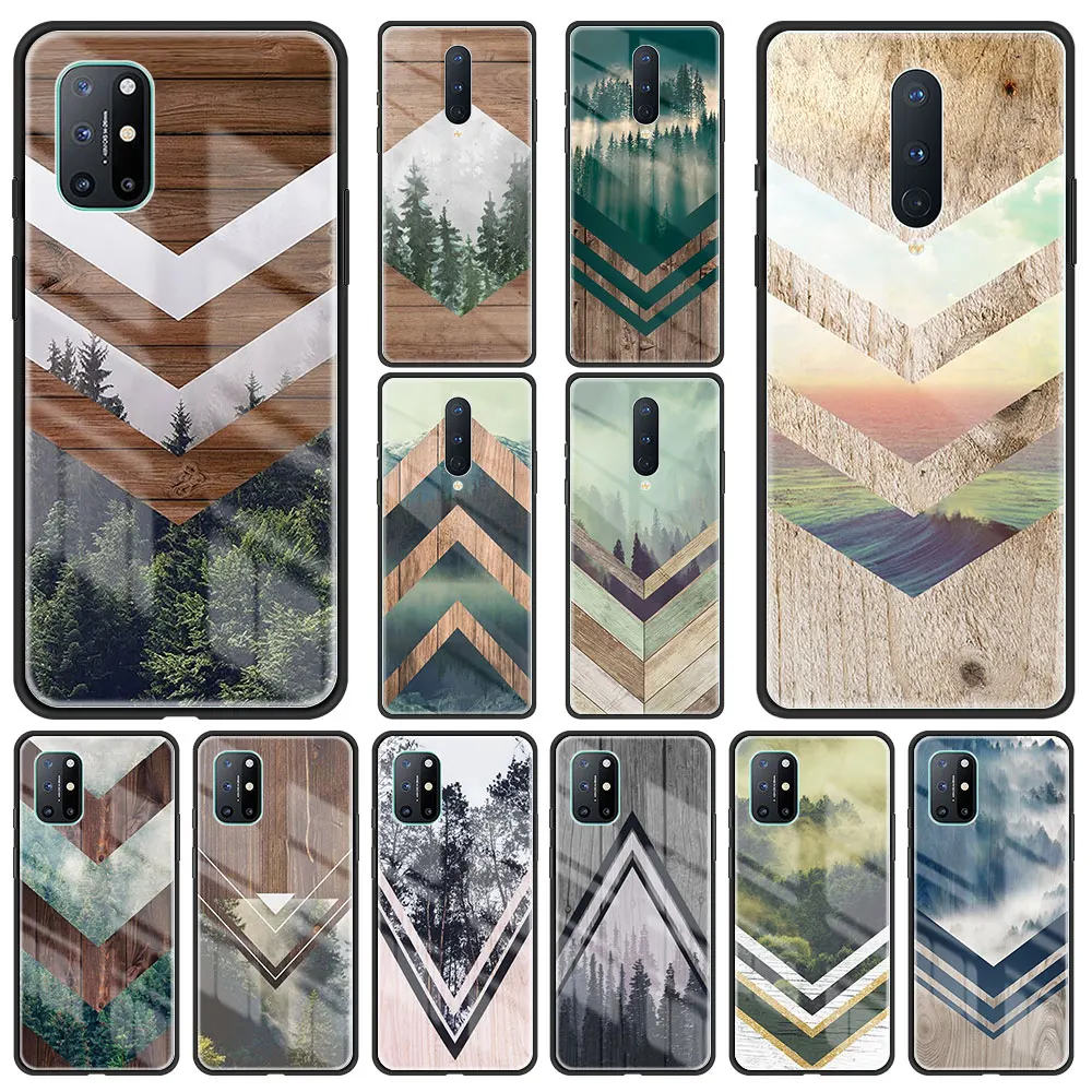 Чехол с изображением леса геометрического дерева природного закаленного стекла