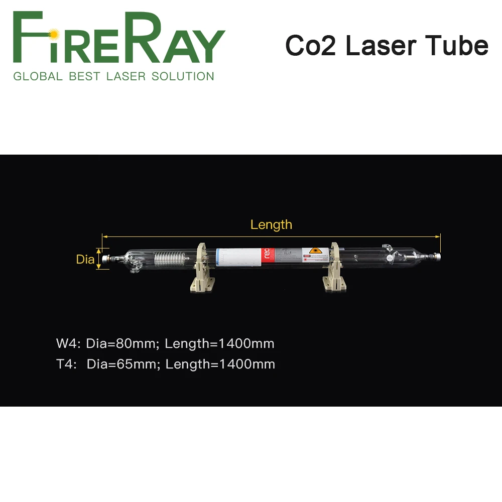 FireRay Reci W4 T4 100W Co2 лазерная трубка диаметром 80 мм 65 длина 1400 для лазерного