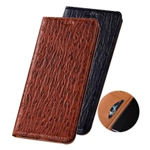 Ostrich grain natural leather magnetic holder phone cases for Umidigi F2 case for Umidigi F1 Play/Umidigi F1 holster cover funda