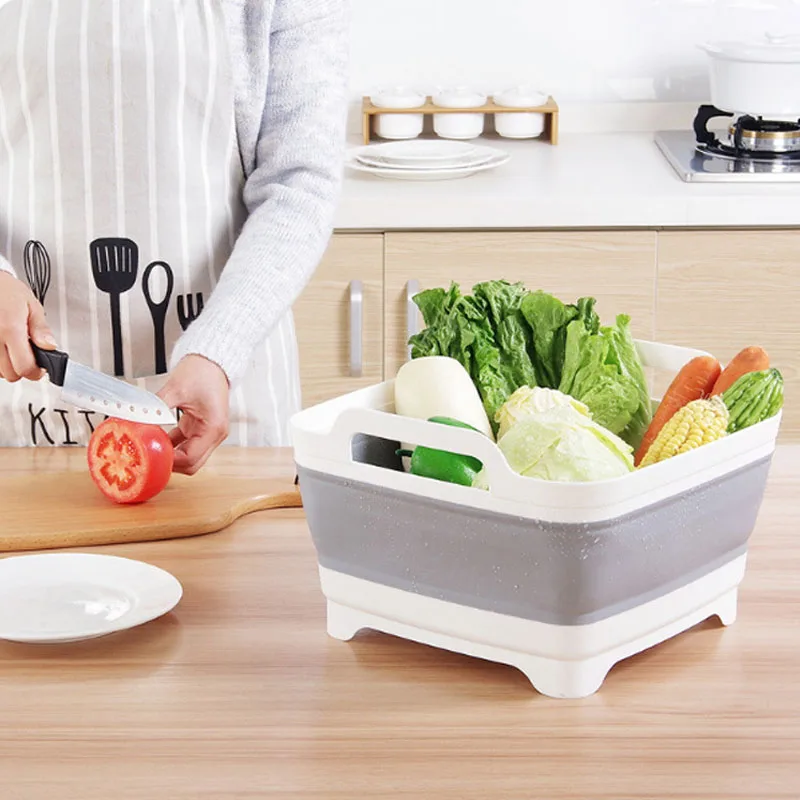 Новая Складная моющаяся корзина для овощей и фруктов пластиковая хранения