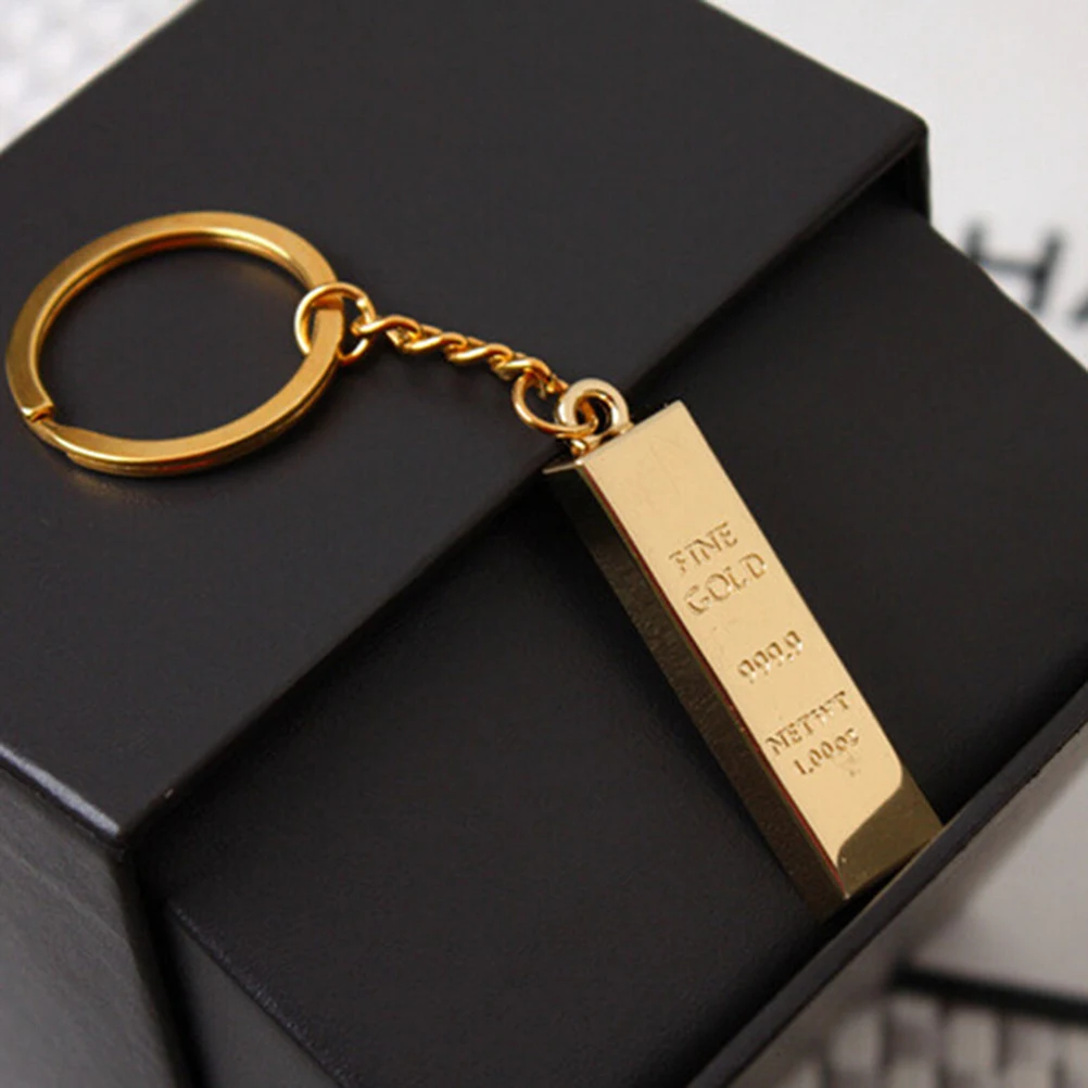 

1Pcs Metal Keychain Brick Keychain Creative imitation Bullion Gold Bar Keyring Jewelry Gift