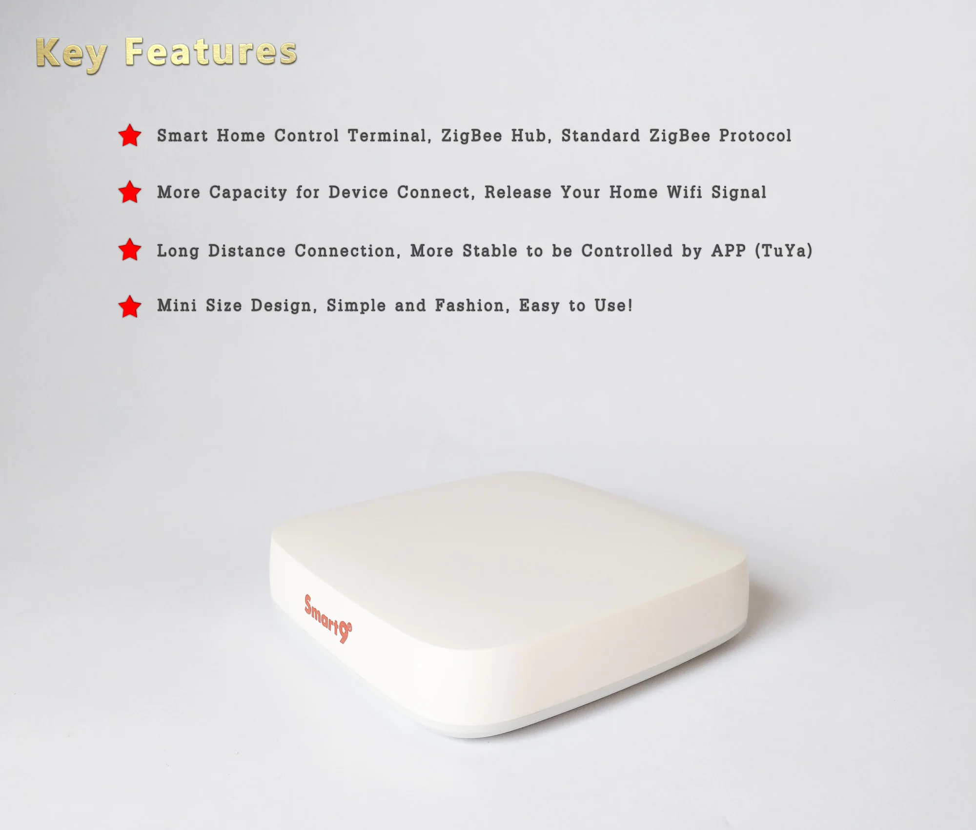 Smart9 TuYa ZigBee Hub, центр управления умным домом работает с TuYa Smart и Smart Life App питание от TuYa