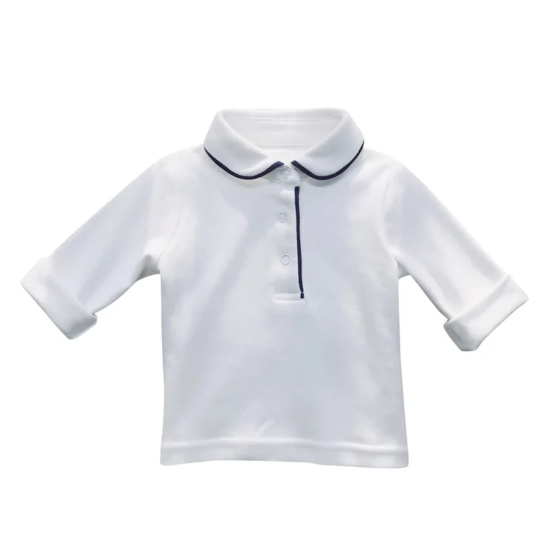 Infant Toddler Boy Clothes Spring Autumn Newborn Baby T-shirt Turn-down Collar Neonate Tees Long Sleeve 100% Cotton Kid Clothing