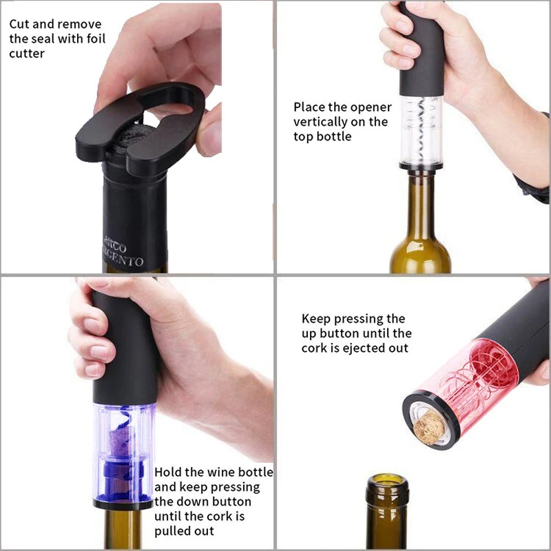 

Stainless Steel Electric Wine Opener Restaurant Black Automatic Corkscrew