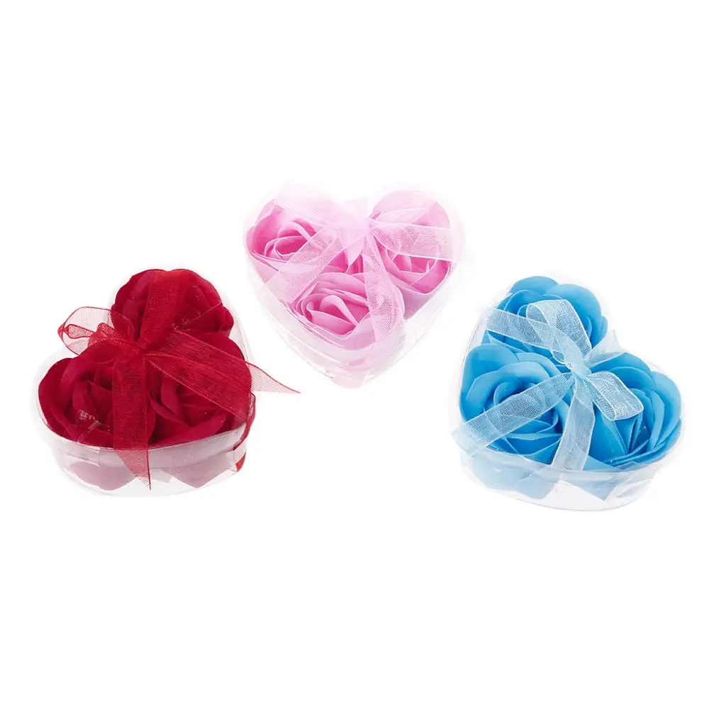 

Ароматизированное банное мыло в форме сердца с лепестками розы, 3 шт./компл., Подарочная коробка, средство для женской гигиены