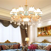 new led chandelier luxury lighting living room bedroom restaurant hotel three color dimming crystal lamp light source