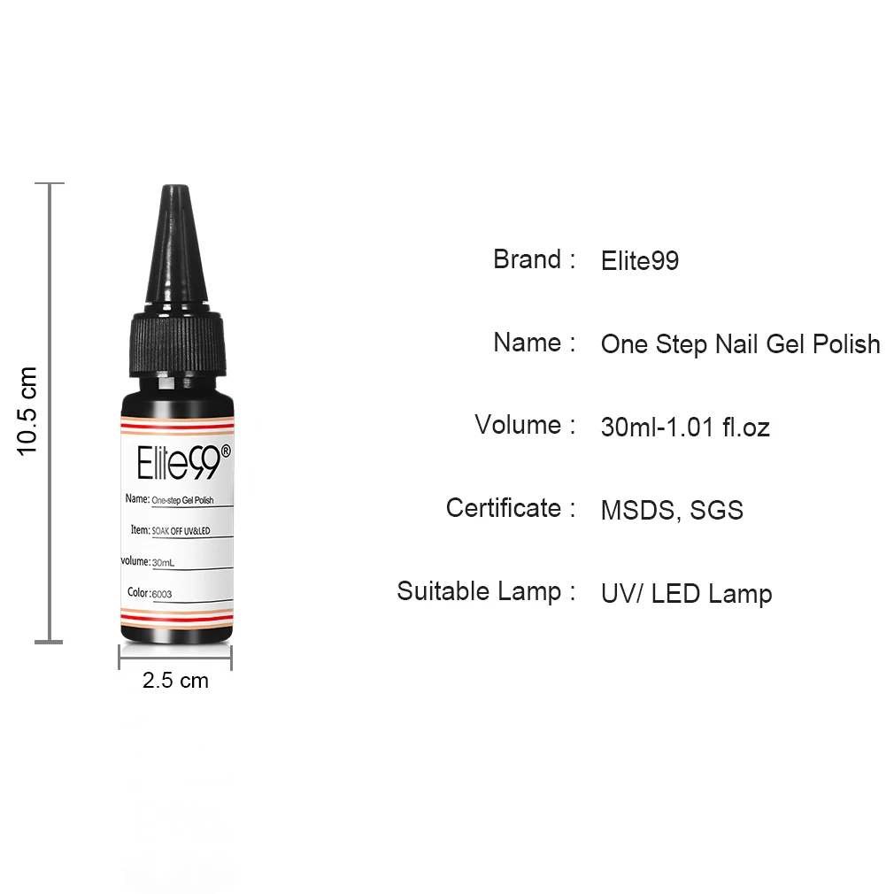 Elite99 30ml One Step Gel Lacquer Soak Off Nail Art Polish Not Need Base Top Coat Semi Permanent Hybrid UV | Красота и здоровье