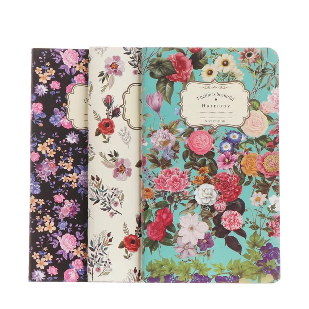 Flowers 1 шт., блокнот из крафт-бумаги, 48 к, рабочие тетради, цветной блокнот, Ретро стиль, автомобильная линия, ручная роспись, блокнот, диарыбук, Канцтовары, офисные принадлежности - Цвет: Flowers