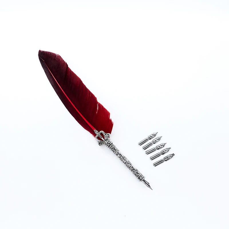 1 комплект перьевая авторучка перьевые косая + 5 шт. резная металлическая ручка