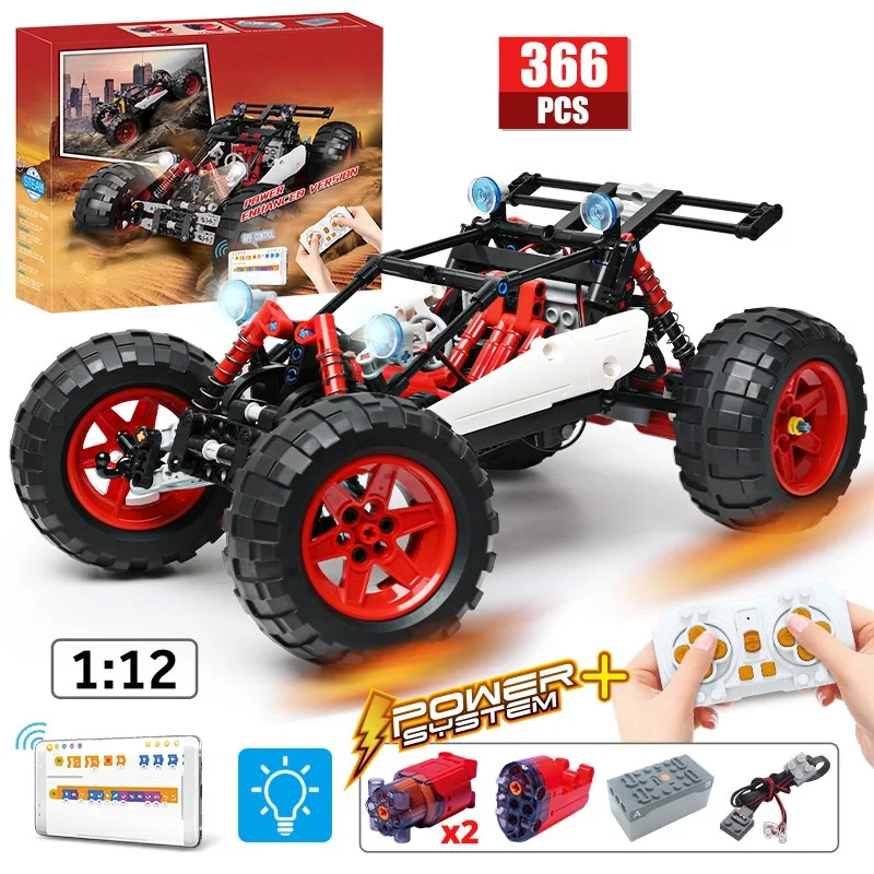 

366PCS LED City Technical RC Car MOC Building Blocks APP Remote Control Programming Off-road Vehicle Bricks Toys For Boys