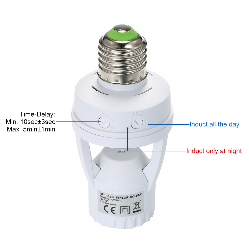 AC110 220V PIR датчик индукционного движения ИК инфракрасный детектор E27 переключатель