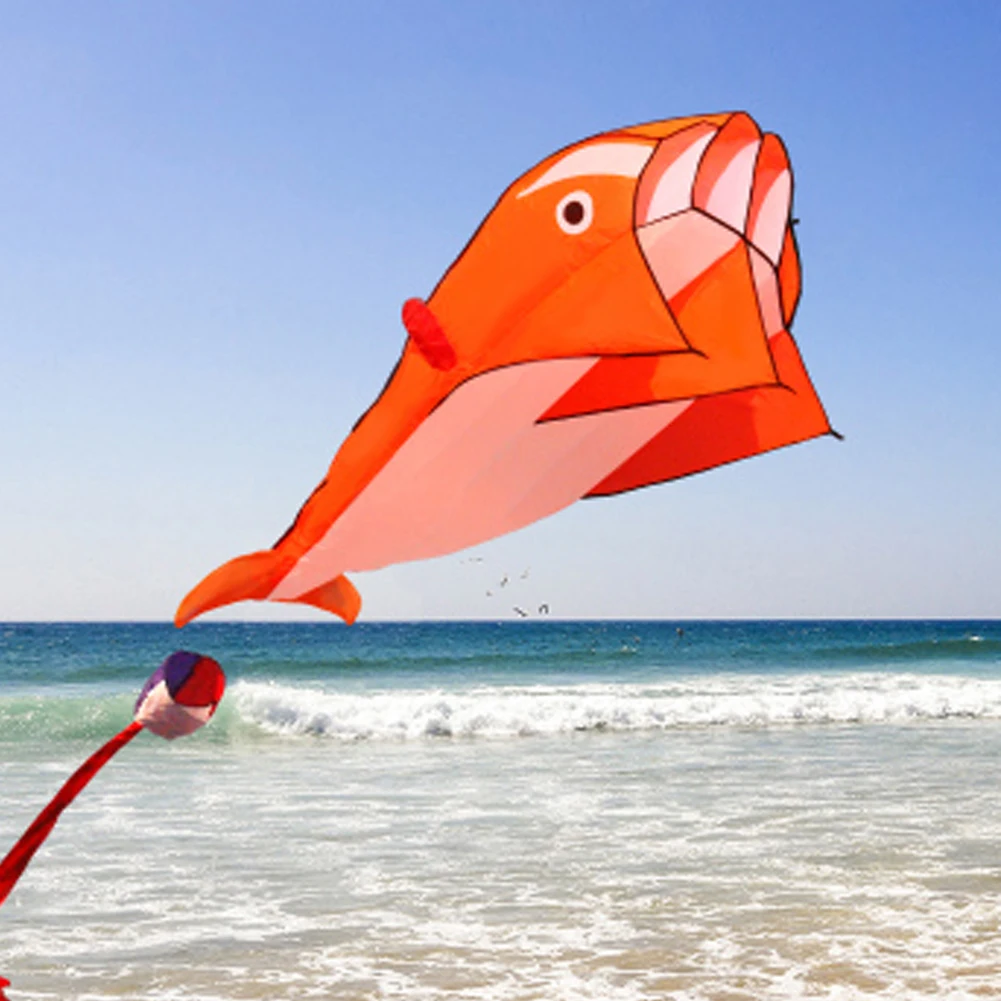 

Xpccj Huge Dolphin Kite For Kids,3D Kite Huge Frameless Soft Parafoil Giant Dolphin Breeze Kite