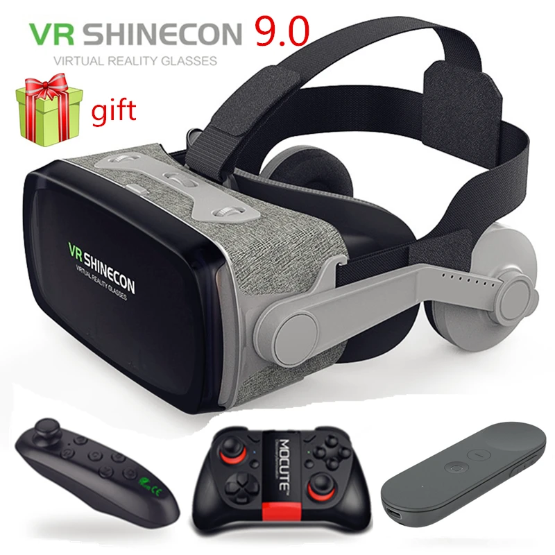 

Шлем виртуальной реальности Shinecon 2019, 9,0 г., Очки виртуальной реальности, 3D очки, картонная коробка для гарнитуры Google VR для смартфона 4,0-6,3 дюйм...