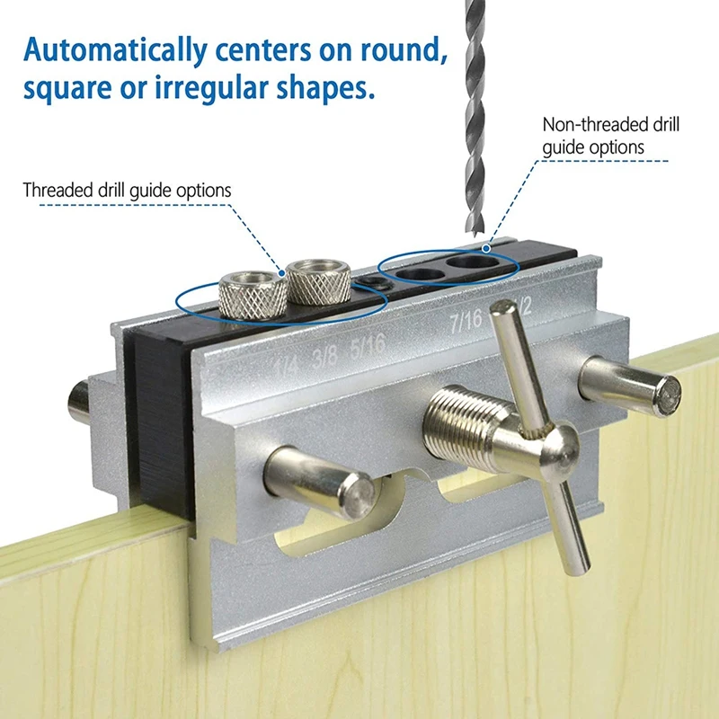 

Self-Centering Pin Fixture Kit with 6 Drill Bit Sets, Drill Guide Sets, Woodworking Joint Tools DIY Project