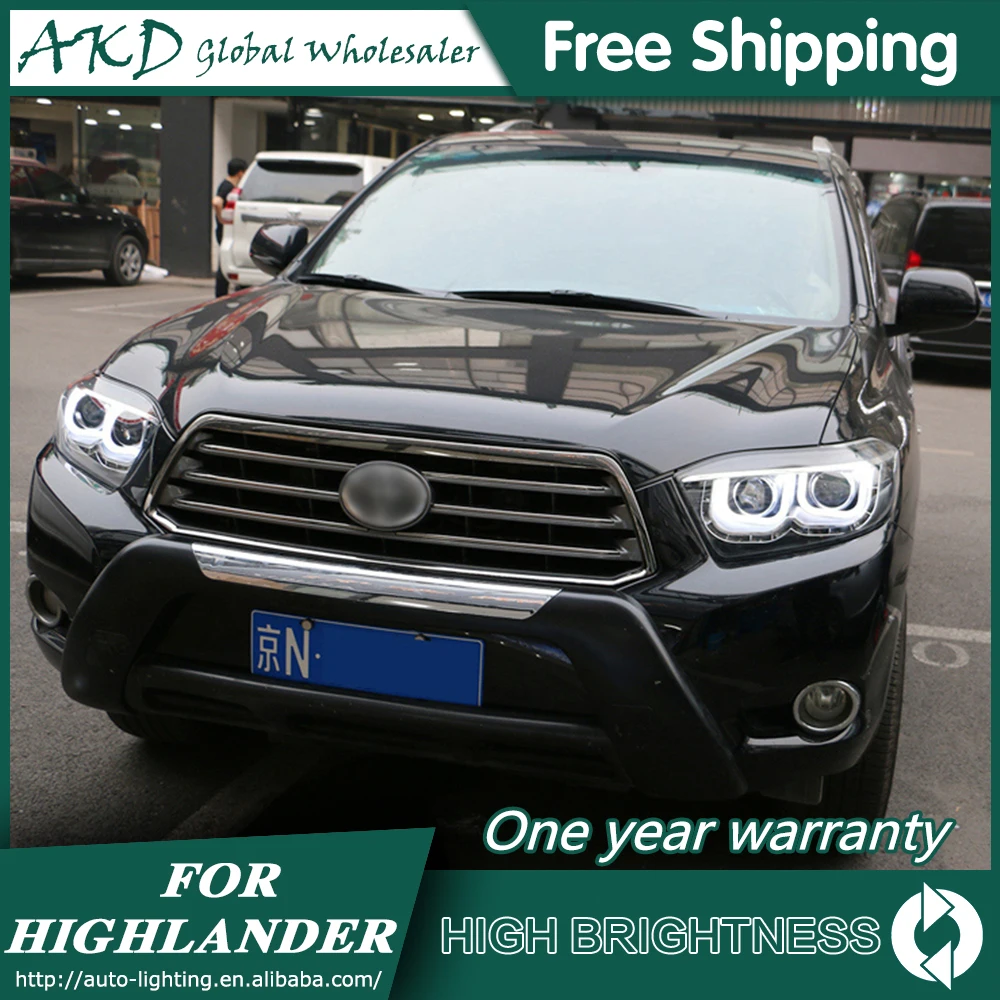 AKD автомобильный стайлинг для фары Toyota High lander 2009 2011 светодиодный DRL биксеноновый