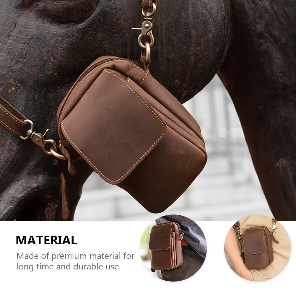 

1Pc Retro Style Phone Waist Bag Leather Working Bag Outdoor Sports Waist Bag