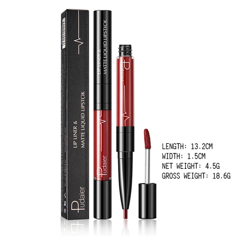 2 в 1 матовый блеск для губ подводка сексуальный красный Жидкий долговечный