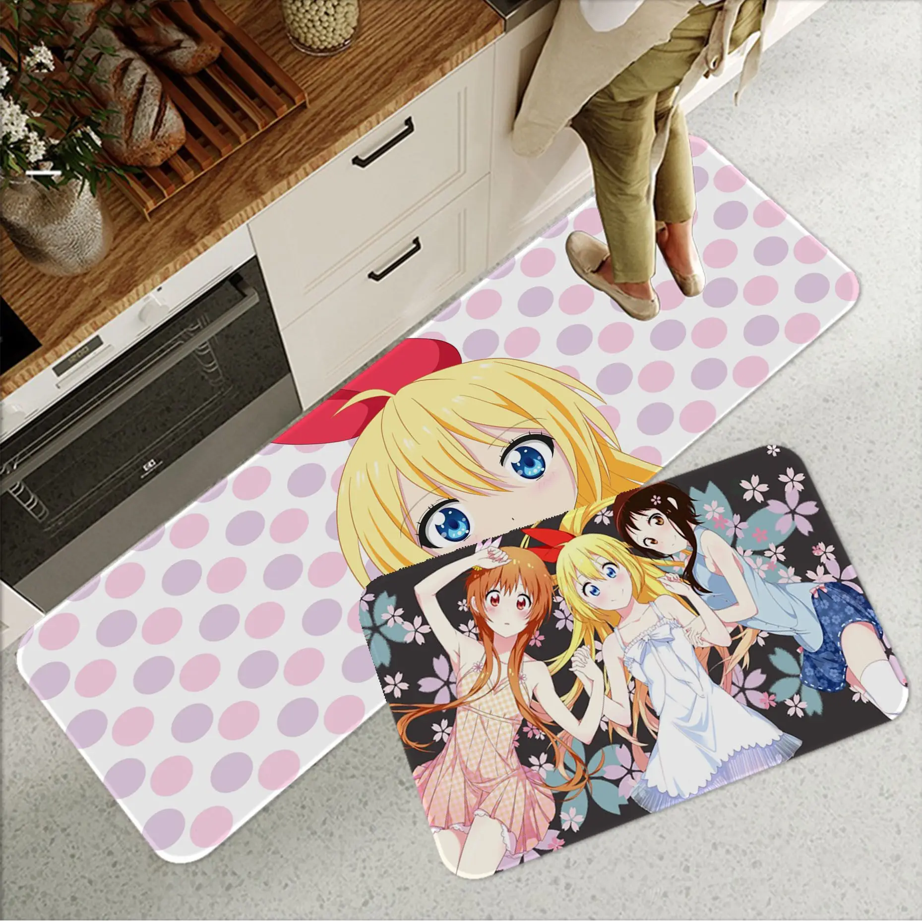 

Фланелевый напольный коврик Nisekoi с японским аниме принтом, декоративный коврик для ванной, нескользящий коврик для гостиной, кухни, Придвер...