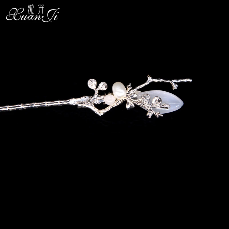 

Girly Ancient Original Handmade Hairpin Hanfu Cosplay Headdress White Agate Pearl Ornaments Kanzashi Antiquity Hair Stick