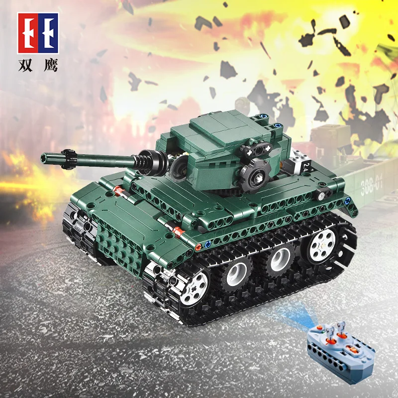 

WW2 Military Electric RC Tiger 1 Tank Remote Control High Simulation Assembling Model Building Blocks Toys Children Boy Gift