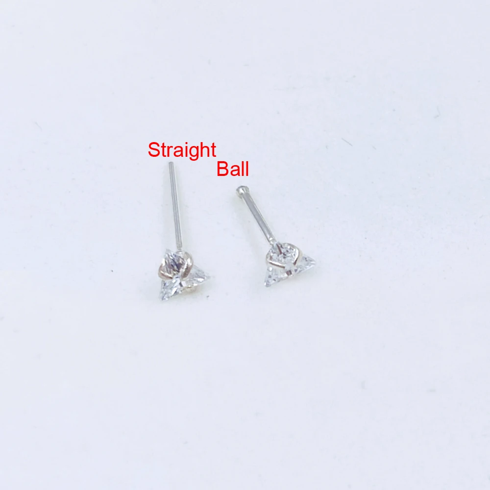 Прозрачное ювелирное изделие для пирсинга носа из фианита 3 мм стерлингового