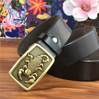 scorpion cowboy belt buckle belts men leather ceinture brass belt buckle men leather belt wide jeans waist yellow belt mbt0011