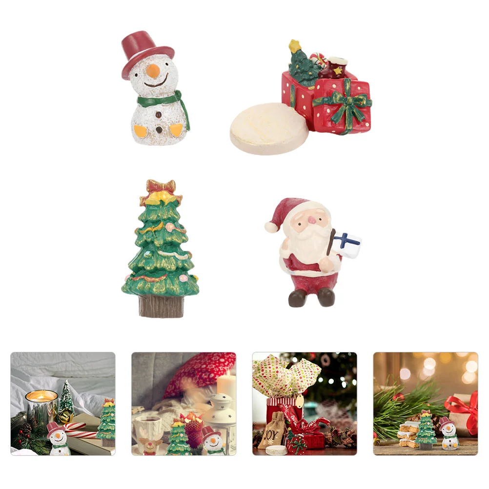 

4pcs Adorable Xmas Micro Resin Figurine Adornments Micro Landscape Decors
