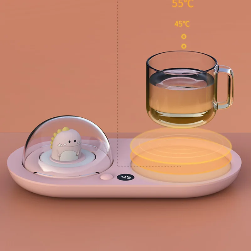 

Warmer 3 Gear Coffee Mug Heating Coaster Smart Thermostatic Hot Plate Milk Tea Water Heating Pad with Aromatherapy Lamp For Home