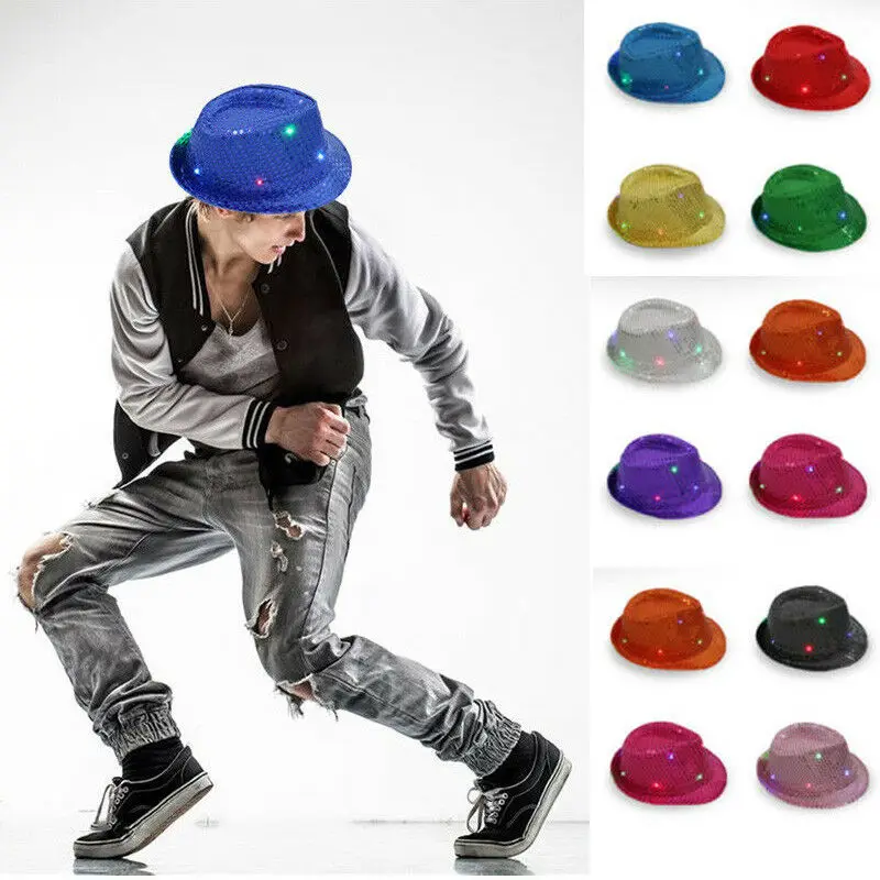 Шляпа-трилби для мужчин и женщин блестящая Федора с блестками танцев джазовых