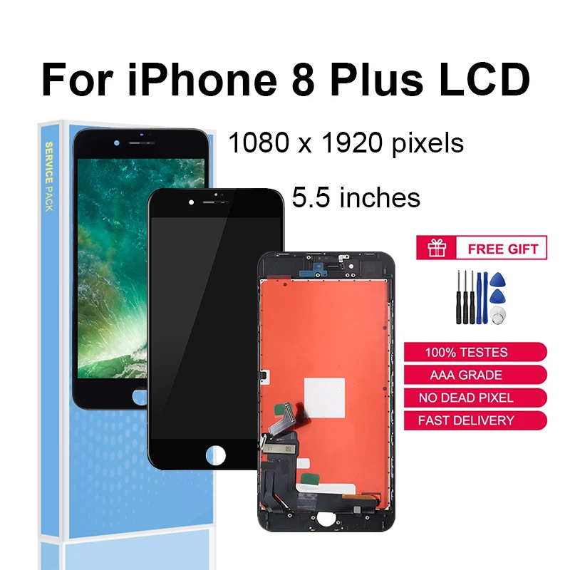 

ЖК-дисплей без битых пикселей для iPhone 8 P 8 Plus с 3D сенсорным экраном дигитайзер Замена высококачественный дисплей Запчасти в сборе