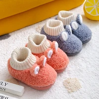 winter rabbit flats childrens slippers for boys girls toddler slippers plush soft fur cotton shoes socks boots for home kids