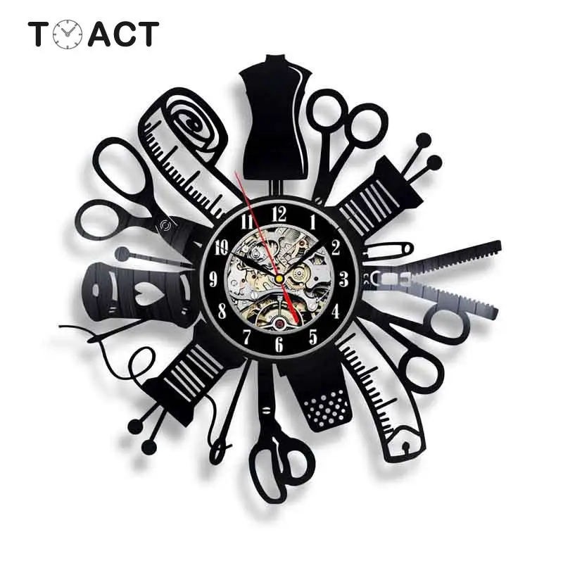 Светящиеся светодиодный настенные часы для шитья ремесла виниловая запись с 7