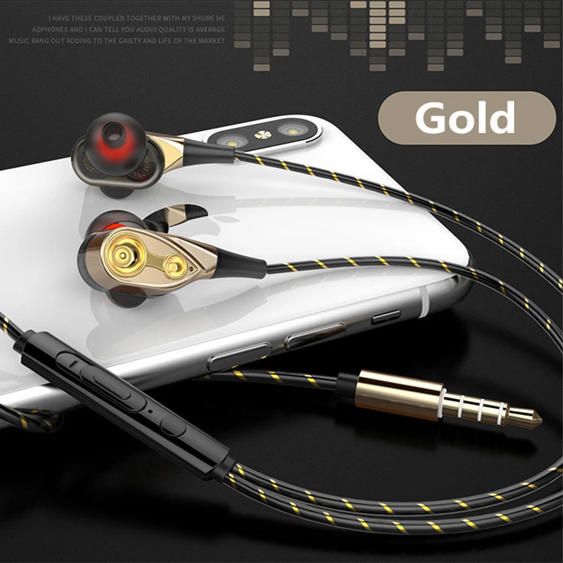 Проводные наушники вкладыши с двумя динамиками четырехъядерный динамик 3 5 мм