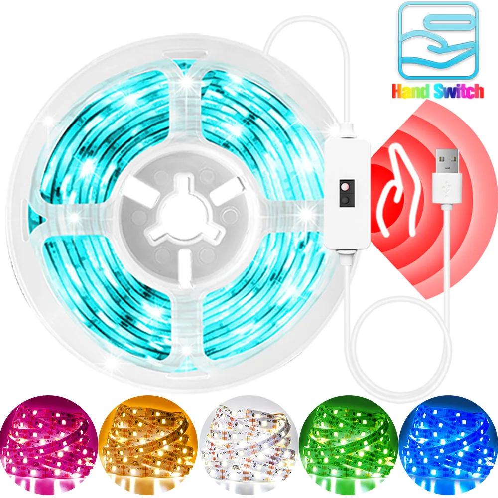 

Hand Sweep Sensor LED Lights Strip USB 5V 2835 Warm White Flexible Lamp Tape Diode Festival Fita Bedroom Tira Luces TV Desk Luz