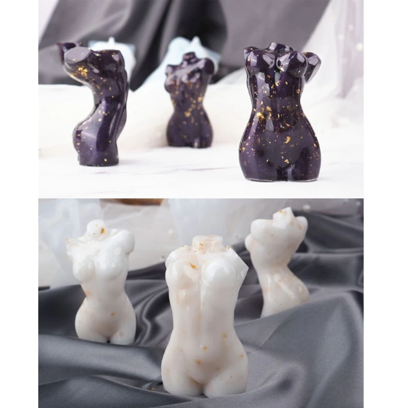 

3Pcs 3D Goddess Body Shape Silicone Mold Sexy Model Body Stand Resin Molds Craft R3MC