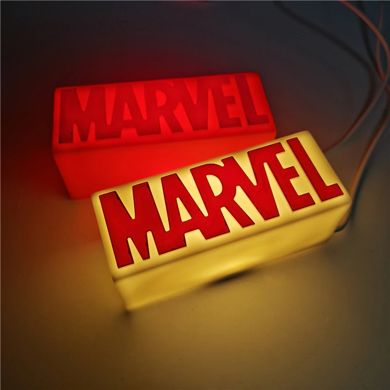Светодиодный ночник с логотипом Marvel настольная лампа Мстители USB прикроватная
