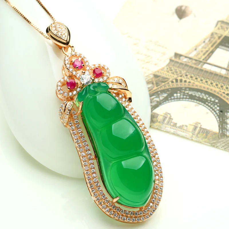 Подвеска из натурального нефрита серебро 925 пробы инкрустированная зеленым