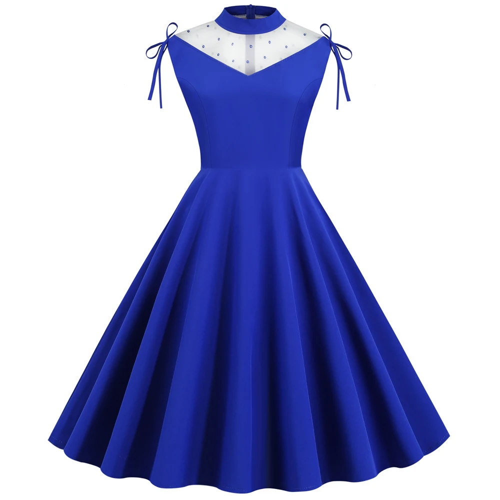 

When We Retro Summer Casual Sleeveless Pink Red Black Elegant Party Dress Women Vintage A-line Midi Dress Femme Plus Size QY0871