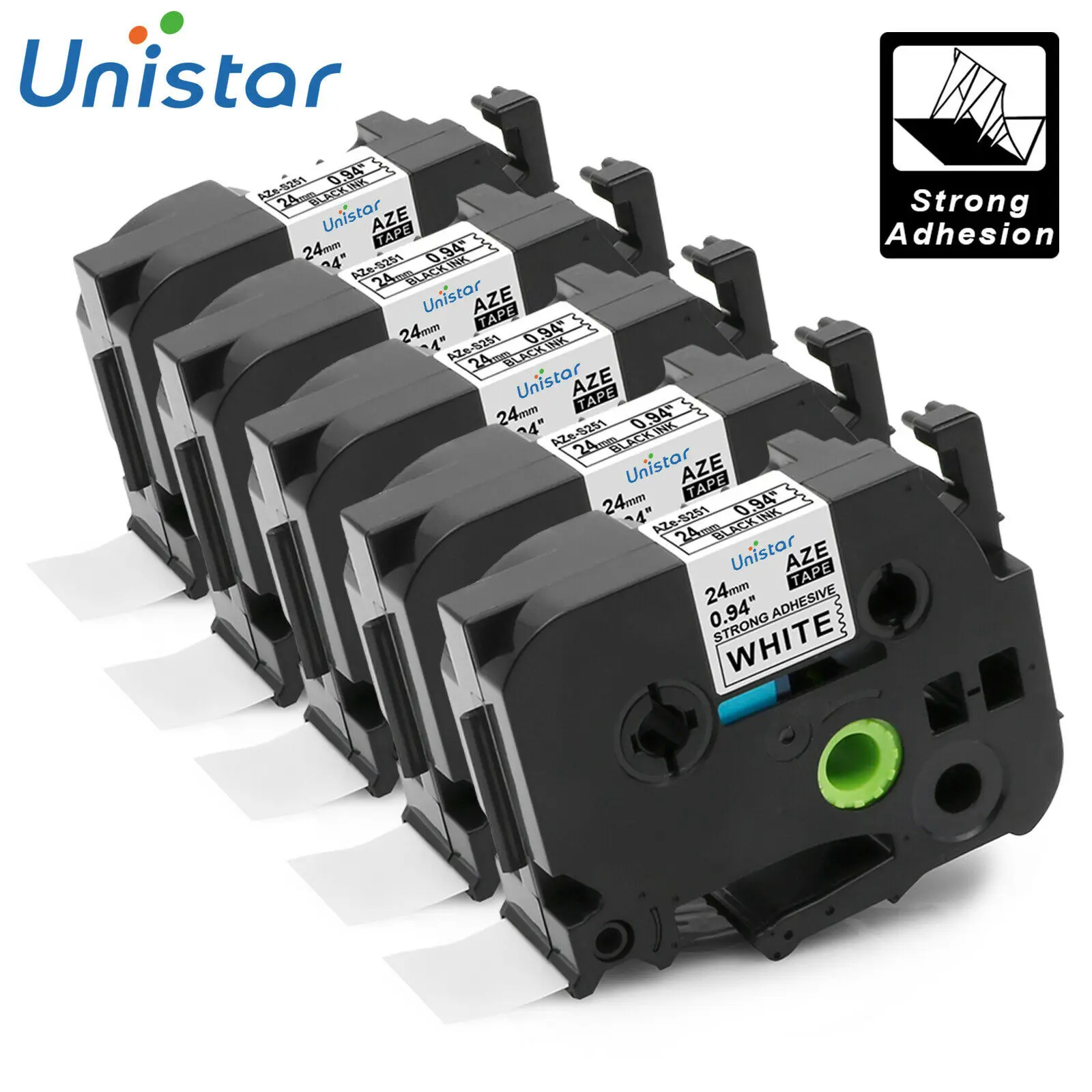 Юнистар 5 шт. совместимый для Brother P-touch клейкие ленты 24 мм черный на белом фоне Ptouch