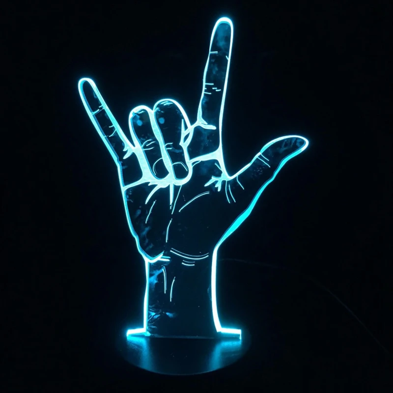 

New 3D LED Lamp Sign Language I Love You Table Night Light USB Operated Romantic Party Holiday Gift