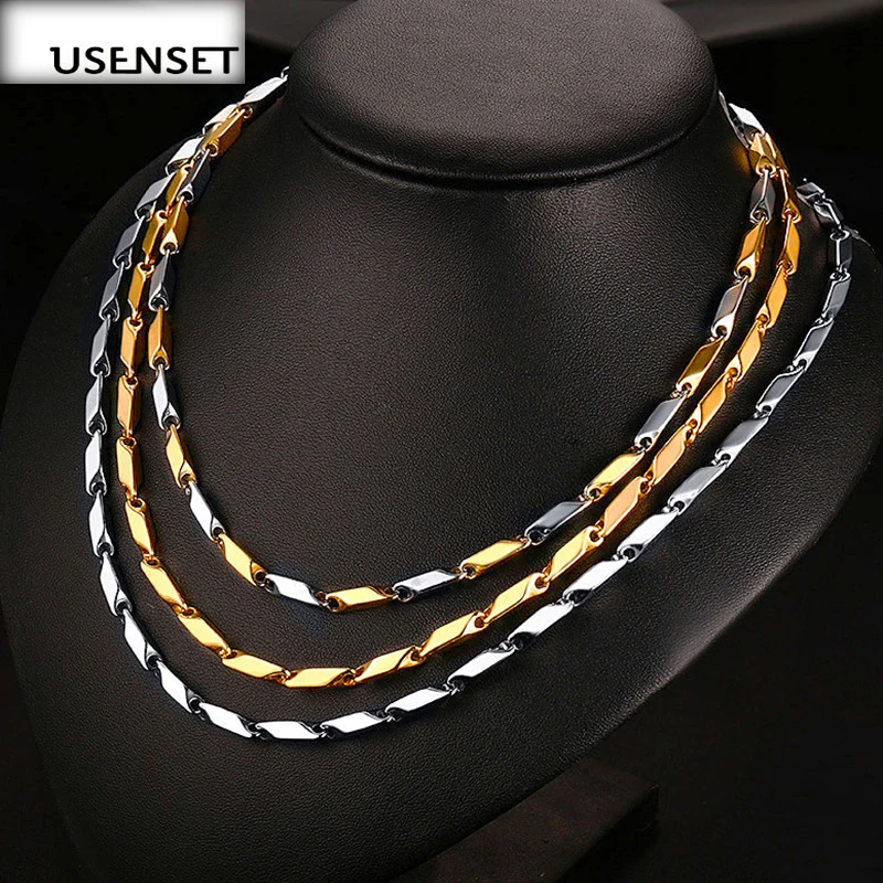 Ожерелье из нержавеющей стали для мужчин и женщин колье серебристого цвета с