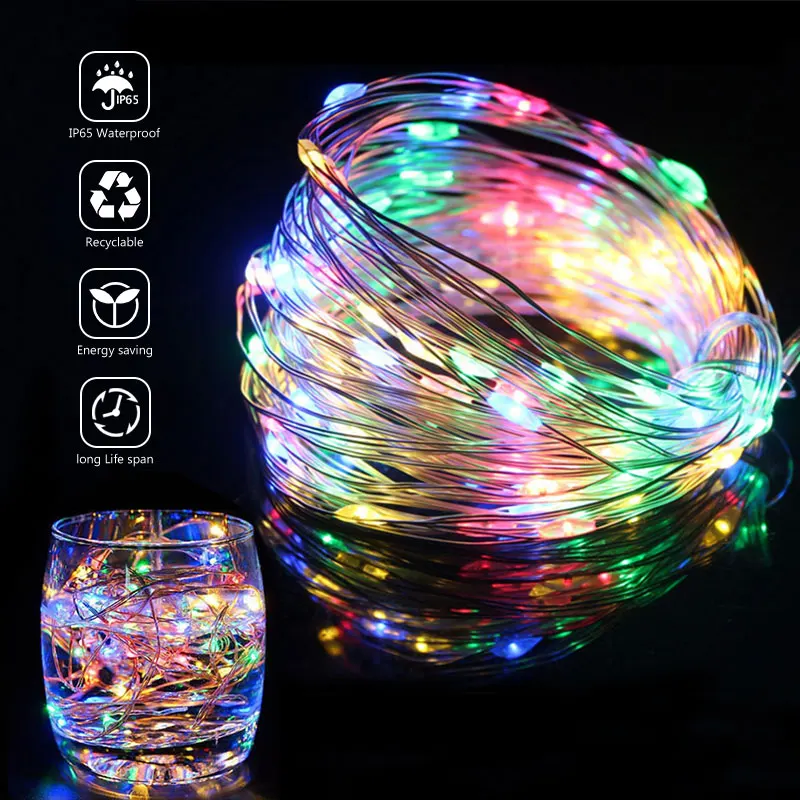 

СВЕТОДИОДНАЯ Гирлянда-светильник с медным проводом для свадьбы, Usb/на батарейках, 10 м, 5 м, 2 м, вечерние украшения для сада, свадьбы, спальни