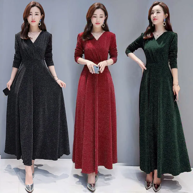 Элегантное блестящее Новое весеннее женское платье макси облегающее пикантное с