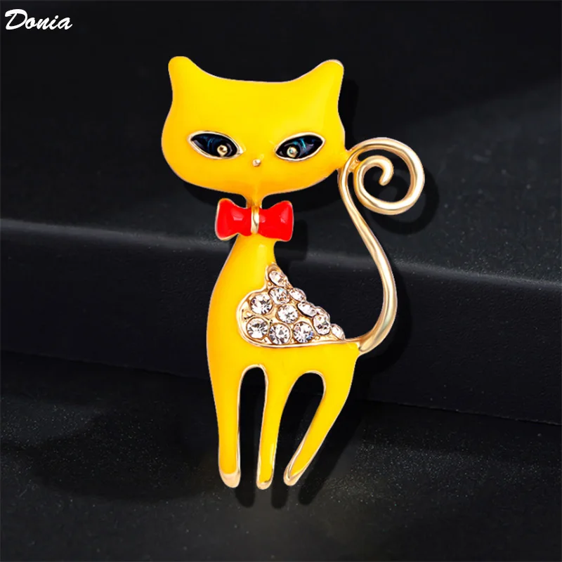 

Donia Jewelry European and American enamel brooch cartoon cat alloy scarf buckle pin animal coat accessories