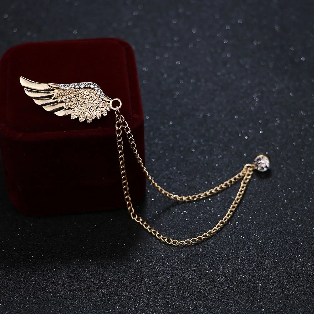 Мода британский стиль костюм тассель цепь лацкан брошь угол значок Wings женский