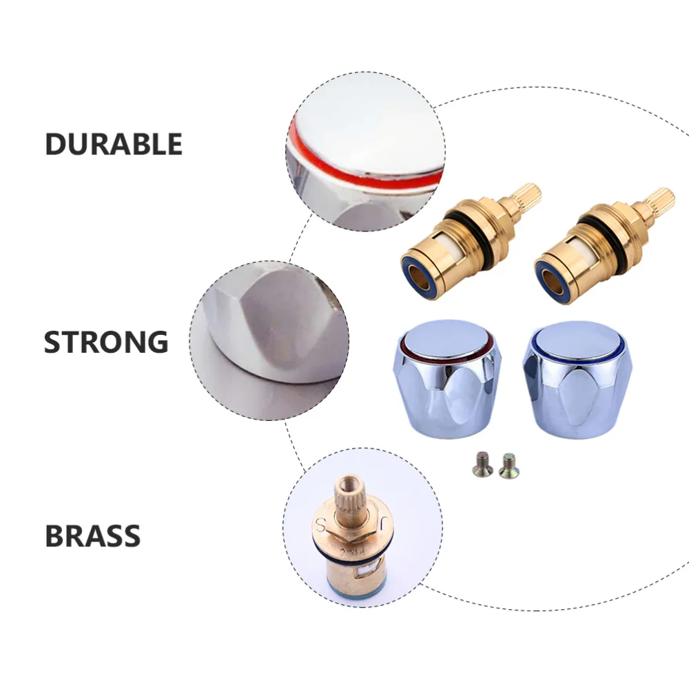 

1 Set Basin Sink Hot Cold Tap Handle Replacement Knob Handle and Spool